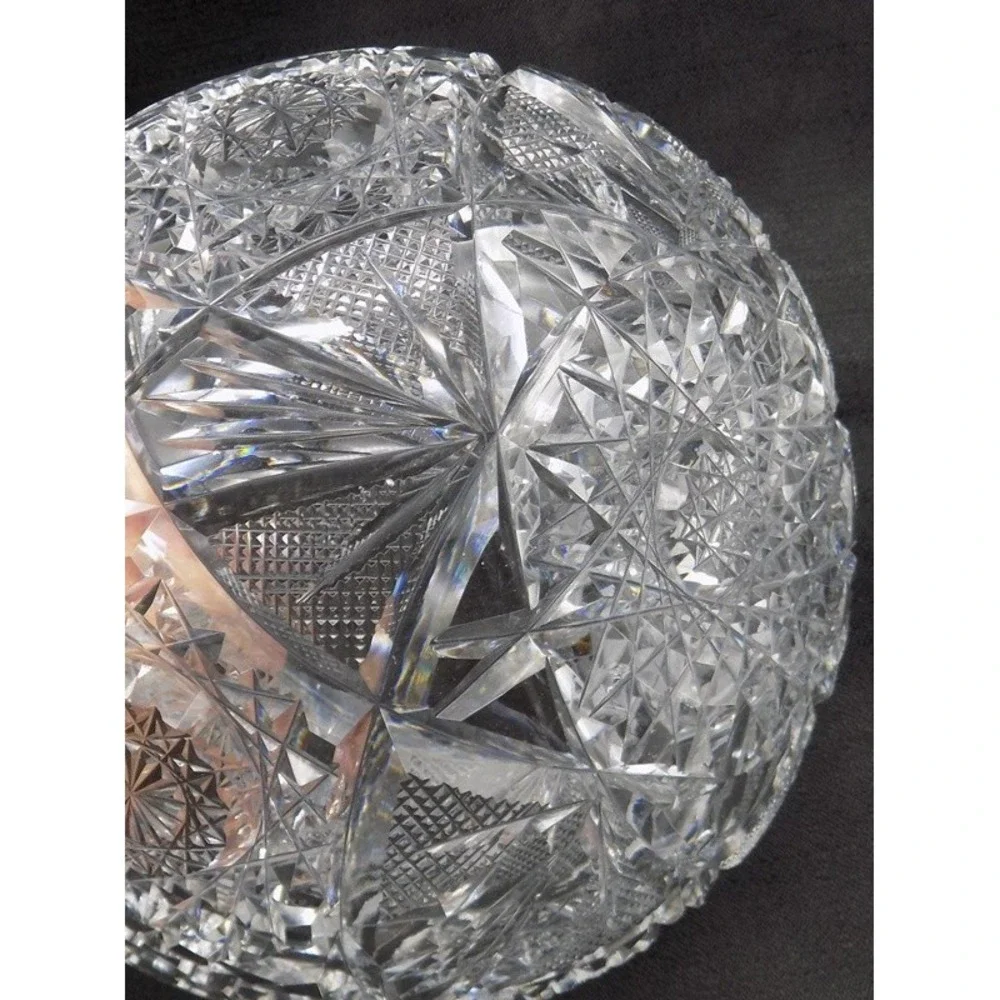American Brilliant Period Fruit Bowl ABP Lead Crystal Vintage Saw Tooth Scallop